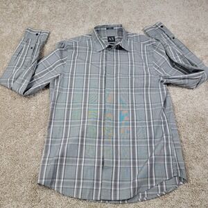 AX Armani Exchange Slim Fit Plaid Long Sleeve Button Down Shirt Men L